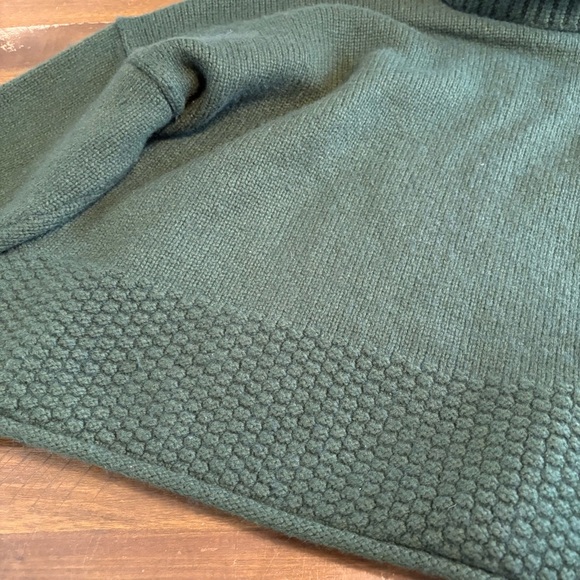 Madewell Sadler Turtleneck Sweater Size Large Deep Forest Green Merino Wool Boxy - Picture 5 of 9